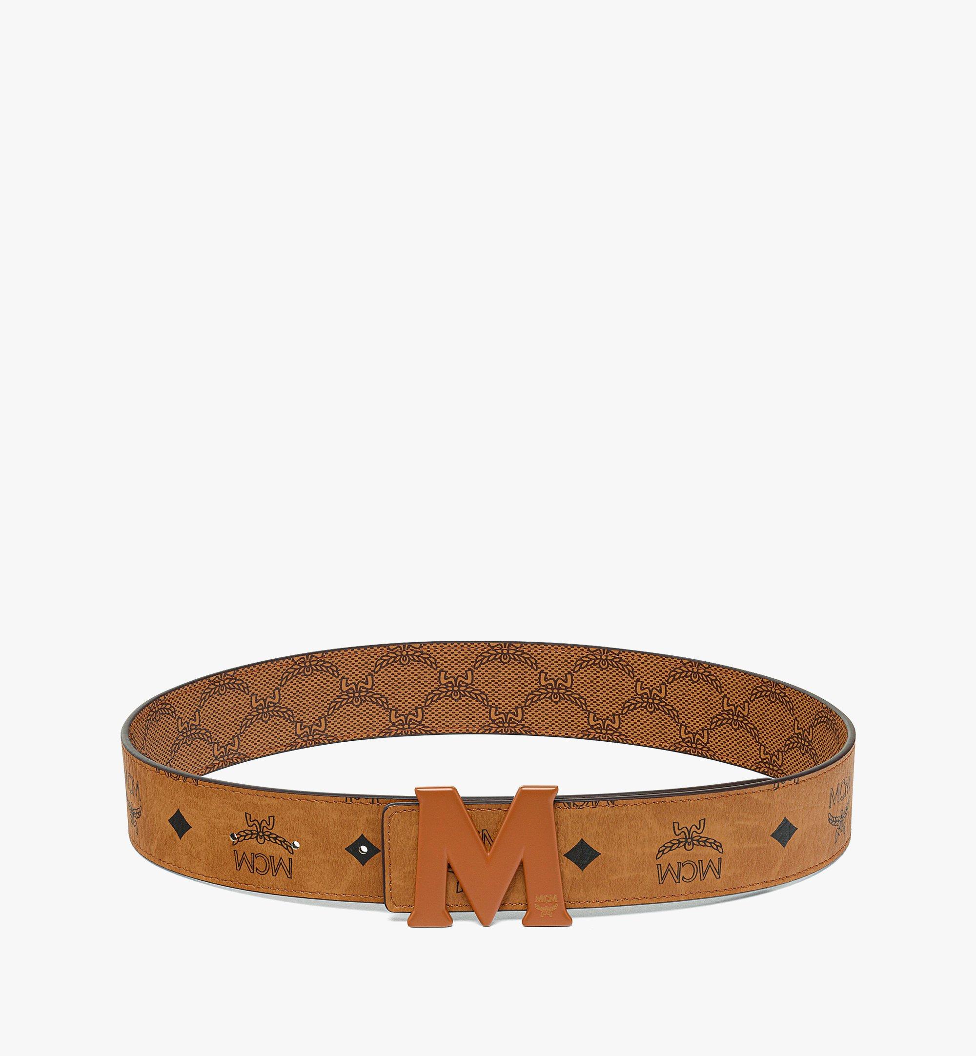 小物 MCM Mens Claus Cognac Leather Belt MCM Claus Weaving M Reversible Belt 1.5” in Visetos – Krush